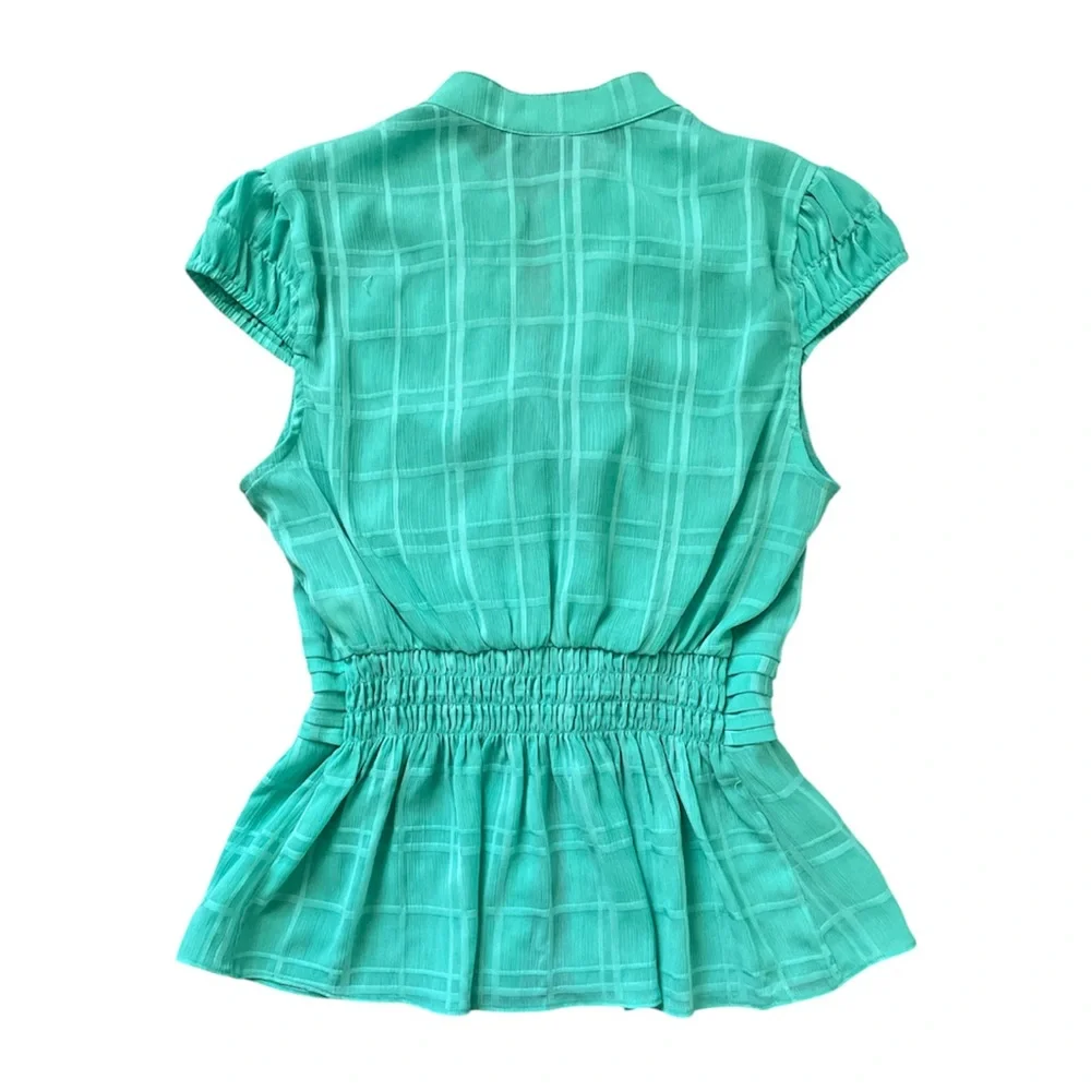 Turquoise Lace Ruffle Blouse - Picture 4 of 4
